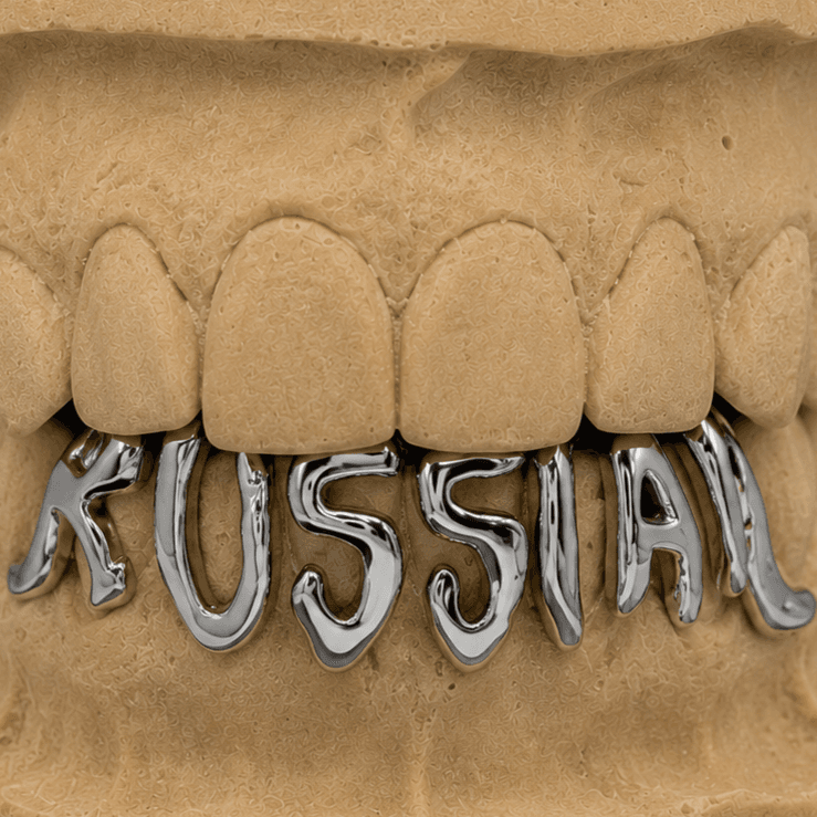Scritta Custom · 6 denti — grillz su misura fatto a mano nelle Marche, Grillz Marche